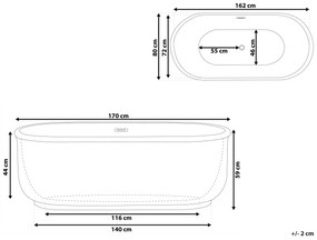 Voľne stojaca vaňa 170 x 80 cm čierna PINEL Beliani