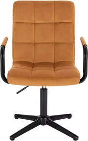 LuxuryForm DESIGN Otočná stolička VERONA BLACK VELUR na čiernom kríži - medová