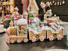 Farebný vianočný perníkový vláčik Gingerbread Train - 45*12*19 cm