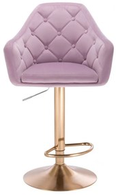 LuxuryForm DESIGN Barová stolička ANDORA VELUR na zlatom tanieri - levanduľa