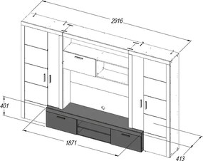 Obývacia stena Kito, s osvetlením