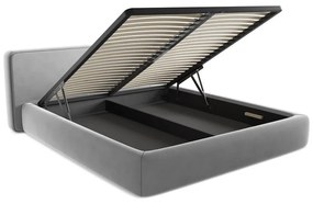 Sivá čalúnená dvojlôžková posteľ s úložným priestorom s roštom 180x200 cm Kiana – Makamii