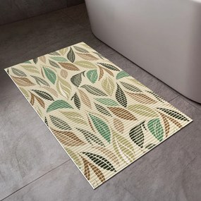 Kúpeľňová penová rohož / predložka PRO-096 Listy na svetlom žltozelenom - metráž šírka 65 cm