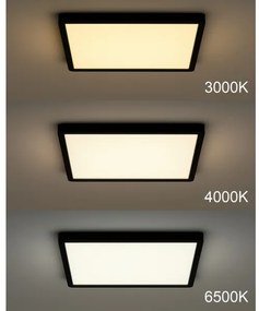 LED Stropné svietidlo LED/24W/230V 3000/4000/6500K 30x30 cm čierna