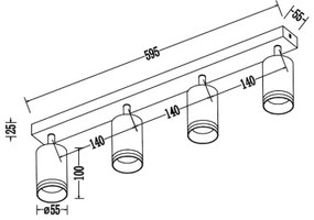 Bodové svietidlo PIPE 4xGU10/10W/230V biele