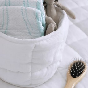 Ľanový prešívaný košík biely o 20 cm