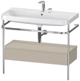 DURAVIT Happy D.2 Plus c-shaped kovový stojací podstavec s nábytkovým umývadlom s dvomi otvormi, 1 zásuvka, 975 x 490 x 850 mm, chróm/taupe matná lakovaná, HP4843E6060