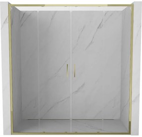 Mexen Exo, posuvné dvojité sprchové dvere 170 cm, číre sklo, zlatá, 8152-170-000-50-00