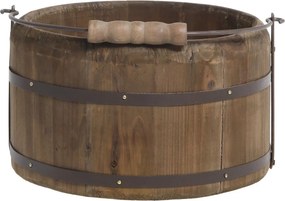 Drevené vedro s rukoväťou z borovicového dreva a železa hnedej farby – Ø 23*13 cm