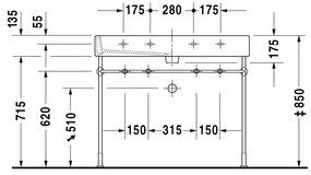 Duravit Vero - Umývadlo do nábytku 1000x470 mm, s prepadom, biela 0454100024