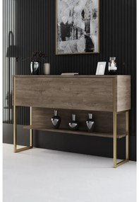 Konzolový stolík Luna 4 (zlatá + orech) . Akcia -19%. Vlastná spoľahlivá doprava až k Vám domov. 1102309