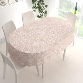 Biante Zamatový oválny obrus Tamara TMR-029 Ružovobéžové hexagony s čiernym žíhaním 120x140 cm