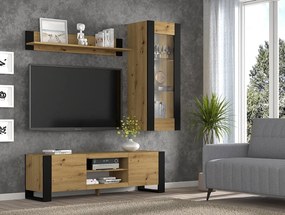Obývacia stena Montana A (dub artisan + čierna). Vlastná spoľahlivá doprava až k Vám domov. 1124959