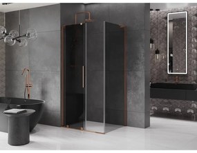 Mexen Velar L, sprchový kút s posuvnými dverami 110 x 90 cm, 8mm šedé sklo, ružové zlato, 871-110-090-43-60