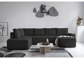 Antracitovosivá menčestrová rozkladacia rohová pohovka (ľavý roh/do tvaru "U") Brave Dave – Miuform