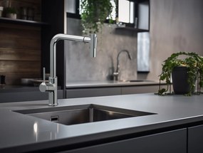 Invena Farsala, vysoká drezová batéria s 2-funkčnou výsuvnou výlevkou h-369, chrómová, INV-BZ-40-L01-S