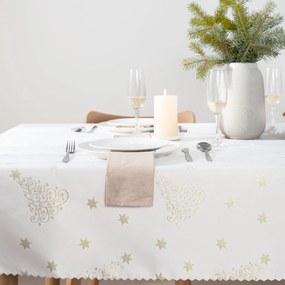 Goldea vianočný hranatý teflónový obrus - zlaté vianočné stromčeky a hviezdičky 100 x 100 cm