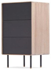 Vysoká komoda z dubového dreva v čierno-prírodnej farbe 60x100 cm Fina - Gazzda