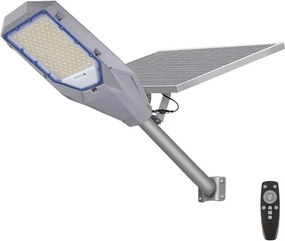 Stmievateľná LED uličná lampa so solárnym panelom LED/200W/20000 mAh 6500K IP65 sivá