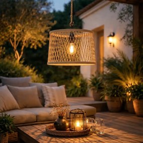 Rustikálne vonkajšie závesné svietidlo ratan 40 cm - Calamus