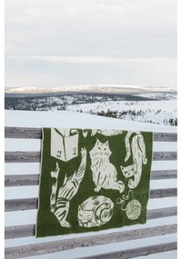 Vlnená deka Kissanpäivät 130x180, olivovo-biela
