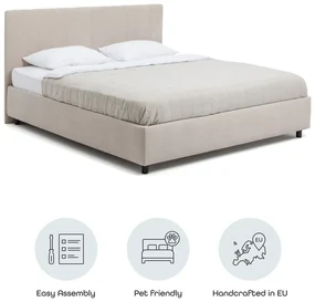 Béžová čalúnená dvojlôžková posteľ s úložným priestorom s roštom 160x200 cm Myra Slim Line – Bonami Selection