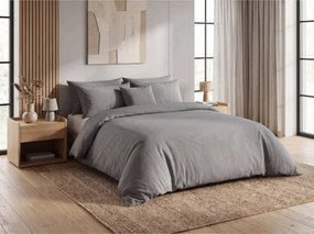 Sada krepových obliečok DENYX BLEND sivé + plachta Jersey 180 x 200 cm svetlo sivé, dvojlôžko
