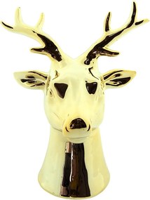 Zlatá porcelánová dekorácia Jeleň M - 10*8*16 cm