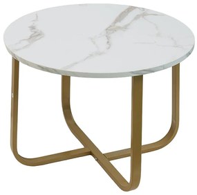 Konferenčný Stolík Pmc-Ct2514 Biely Mramor/Zlato