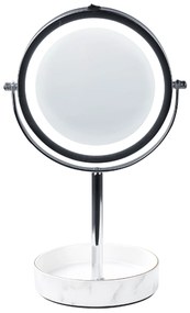 Kozmetické LED zrkadlo ø 26 cm strieborná/biela SAVOIE Beliani