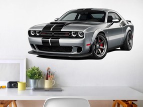 Dodge Challenger textilní prelepiteľná nálepka na stenu list 45 x 22 cm