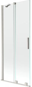 Mexen Velar, 2-krídlová posuvná vaňová zástena 80 x 150 cm, 8mm číre sklo, brúsená oceľ, 896-080-000-01-97