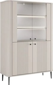 Vitrína Vesper 103 cm štvordverová - kašmír / čierne nohy