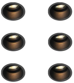 Sada 6 moderných zapustených bodových svetiel čierna nastaviteľná - Alloy