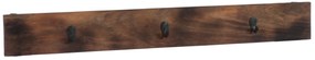 Hnedý nástenný drevený vešiak s 3 kovovými háčikmi - 100,5 * 5,5 * 12 cm
