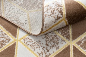 Moderný MEFE koberec B400 vzor kocka, 3D, tmavo-béžový