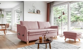 Svetloružová rozkladacia pohovka 225 cm Charming Charlie – Miuform