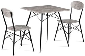 Moderný jedálenský set z dvoch stoličiek a stola vo farbe betón