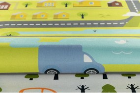 Detský koberec KIDS-35 Crystal Print sivý obdĺžnikový – hry a vozidlá Rozmer: 80x150 cm