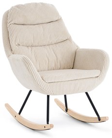 Hojdacie kreslo, relaxačné kreslo s poťahom z menčestru, béžové