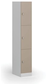 Šatníková skrinka s úložnými boxmi, 3 boxy, 1850 x 300 x 500 mm, otočný zámok, béžové dvere