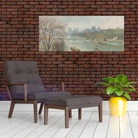 Obraz - Camille Pissarro, The Louvre, Afternoon, Rainy Weather, reprodukcia (120x50 cm)