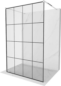 Mexen Kioto, sprchová zástena Walk-In 150 x 200 cm, 8mm sklo čierny vzor, chrómový profil, 800-150-002-01-77