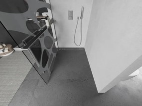 Mexen Kioto+ L, sprchová zástena Walk-In s poličkou a vešiakom 80 x 200 cm, 8mm číre sklo biely vzor, chrómový profil, 800-080-123-01-97