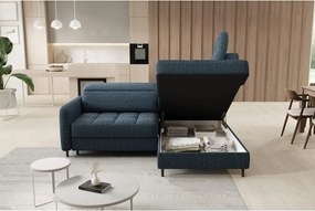 Modrá zamatová rozkladacia/s úložným priestorom rohová pohovka (pravý roh/do L) Barea – ELTAP