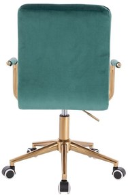 LuxuryForm DESIGN Stolička VERONA GOLD VELUR na zlatej základni s kolieskami - zelená