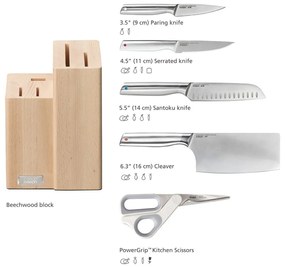 Súprava nožov so stojanom 5 ks z nehrdzavejúcej ocele Elevate Fusion – Joseph Joseph