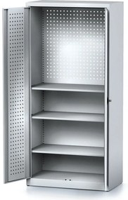 Policová dielenská skriňa 2-dverová MECHANIC, 3 police, 920 x 500 x 1950 mm, sivé dvere