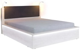 Posteľ Verdek VD06, Farby: dub monastery / dub monastery + ekokoža Soft Pik 011, Osvetlenie: osvetlenie LED