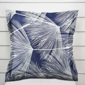 Biante Bavlnená obliečka na vankúš s lemom Sandra SA-414 Biele abstraktné páperie na modrom 45 x 45 cm